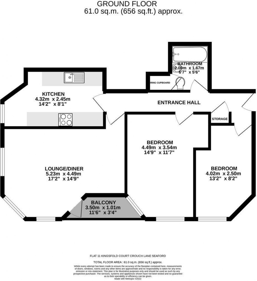Floorplan for Kingsfold Court, Crouch Lane, Seaford