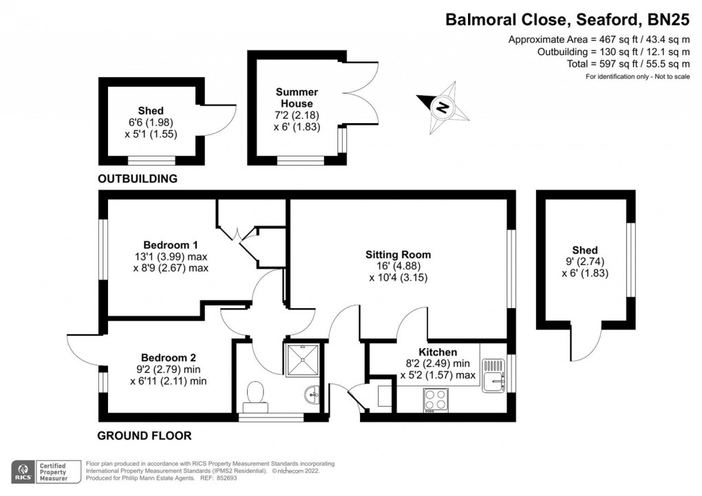 Floorplan for Balmoral Close, Seaford