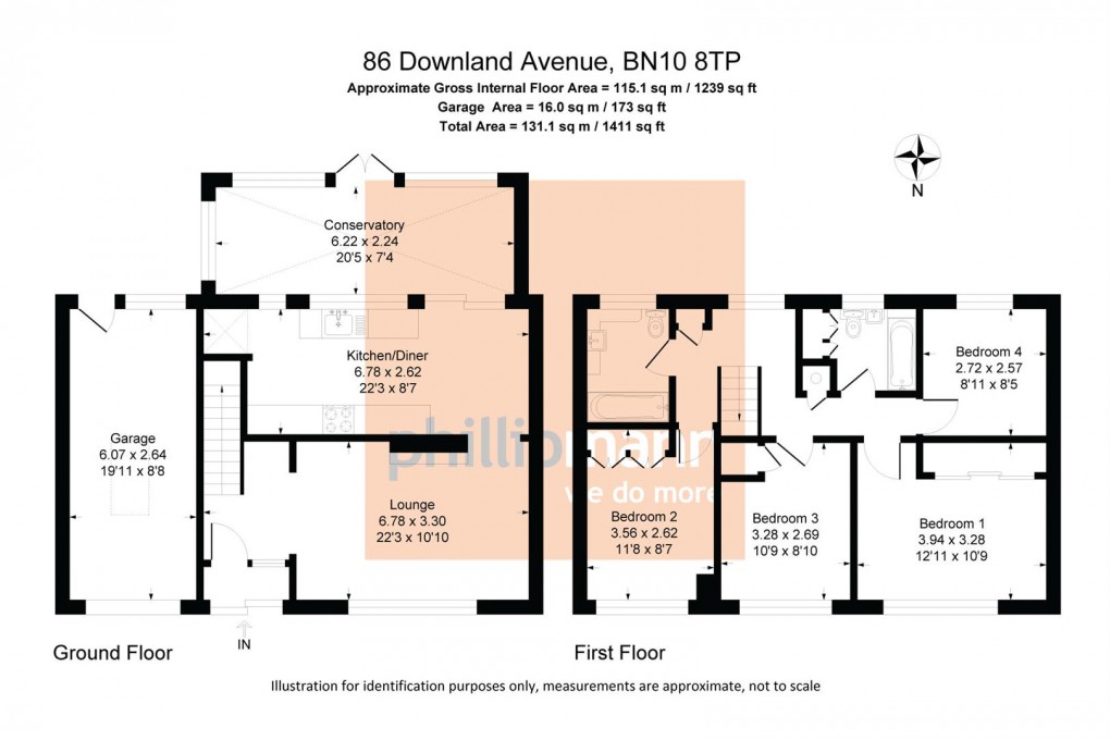 Floorplan for Downland Avenue, Peacehaven
