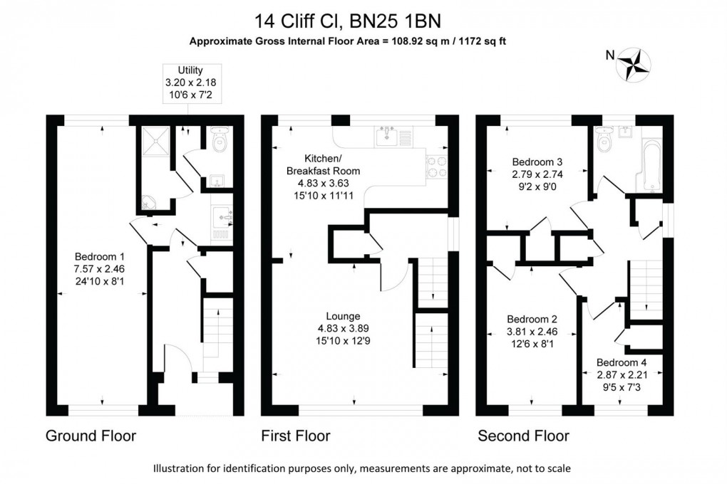 Floorplan for Cliff Close, Seaford