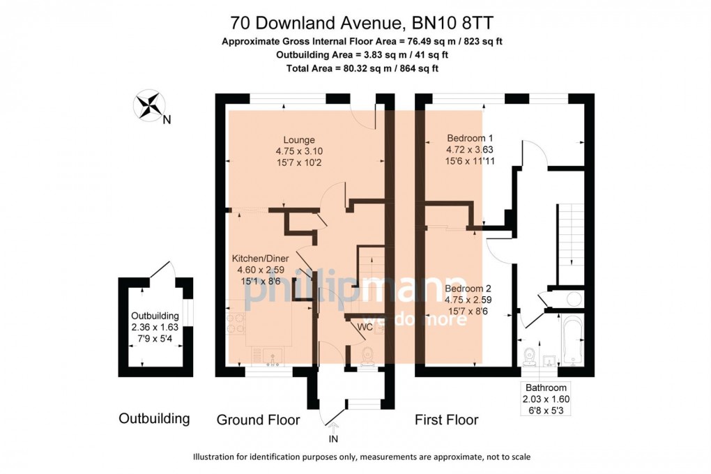 Floorplan for Downland Avenue, Peacehaven
