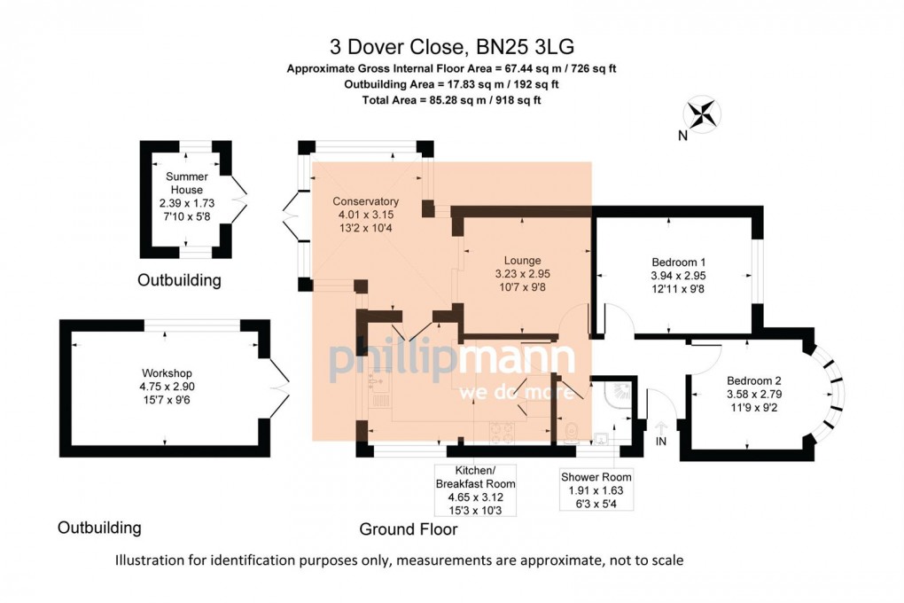 Floorplan for Dover Close, Seaford