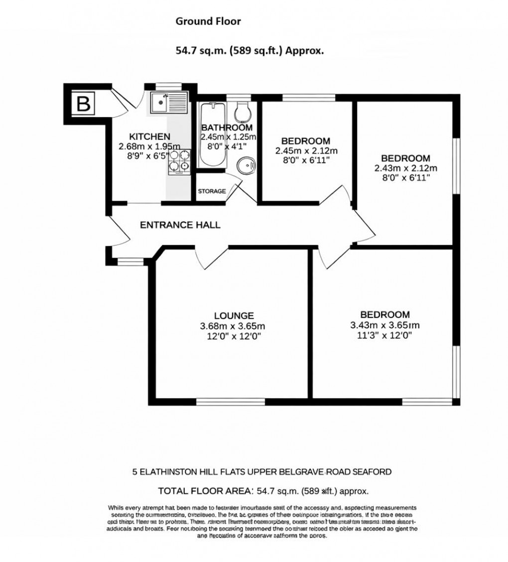 Floorplan for Blatchington Hill Flats, Upper Belgrave Road, Seaford