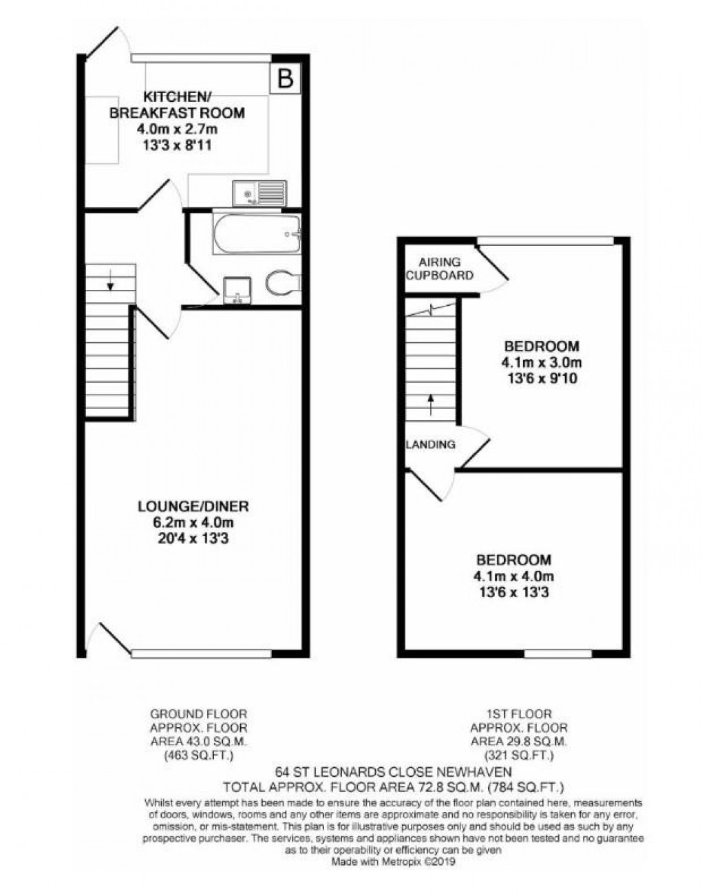 Floorplan for St. Leonards Close, Newhaven