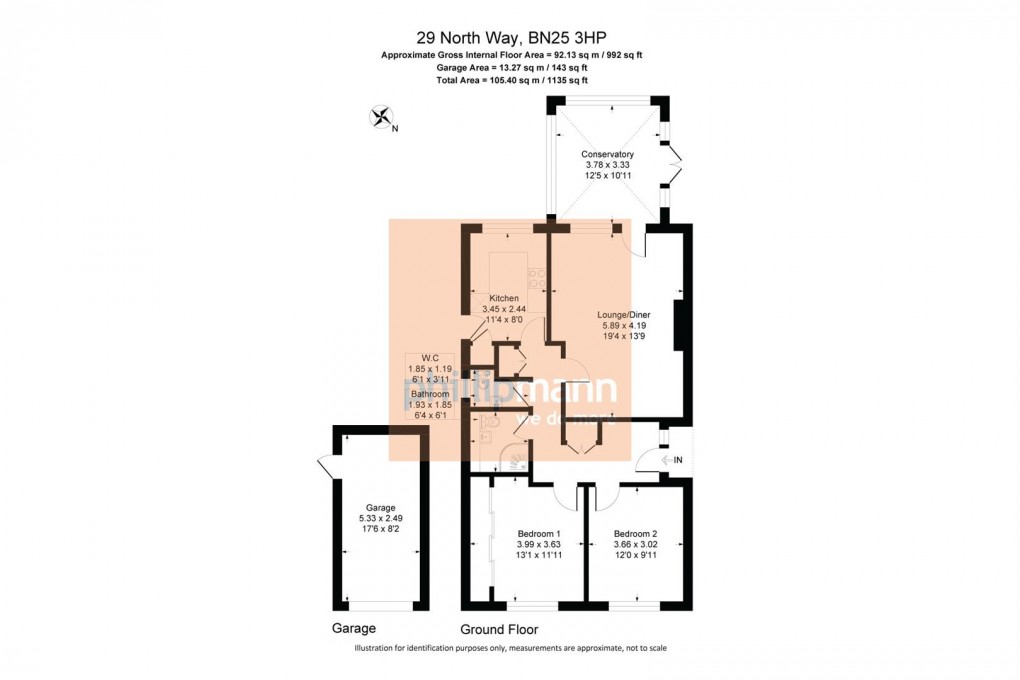 Floorplan for North Way, Seaford